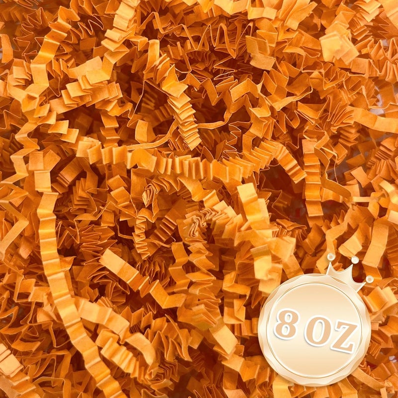 Zankubom 1/2LB Orange Crinkle Cut Paper Shred Filler Great for Gift Wrapping, Basket Fillers, Birthday, Gift Wrapping, Anniversary, Halloween Thanksgiving Christmas Party Decor Filling Supplies - Image 1